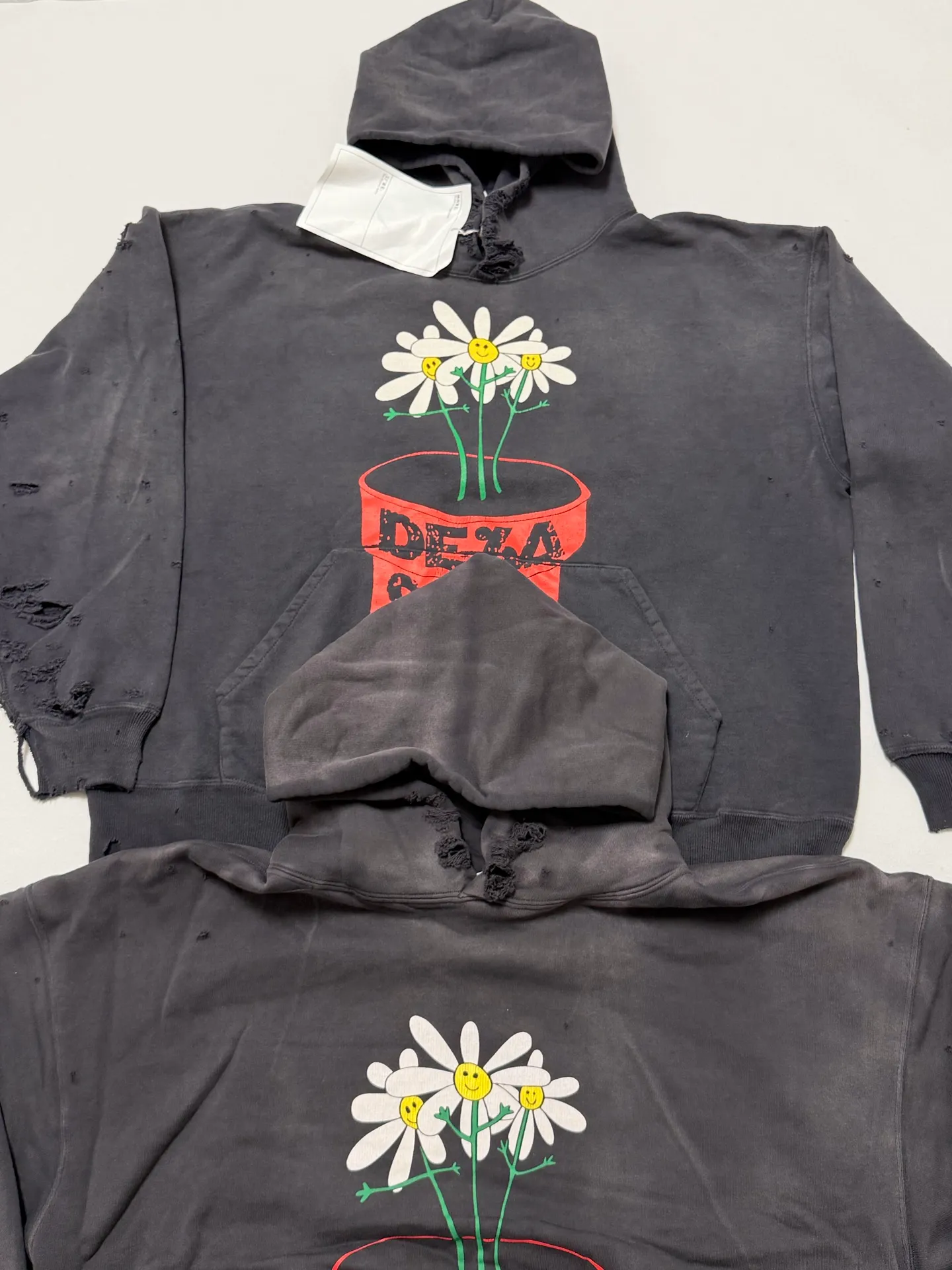 Prenatal planning SAINT Mxxxxxx × DE LA SOUL DLS_HOODIE/DE LA SOUL/BLK DE LA SOUL joint model potted plant destruction hoodie washed black S-XL